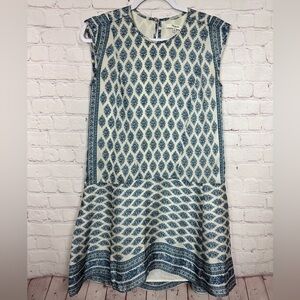 Madewell Shift Dress Lightweight‎ Skyscape Diamond Floral Satin #B0613, sz XS